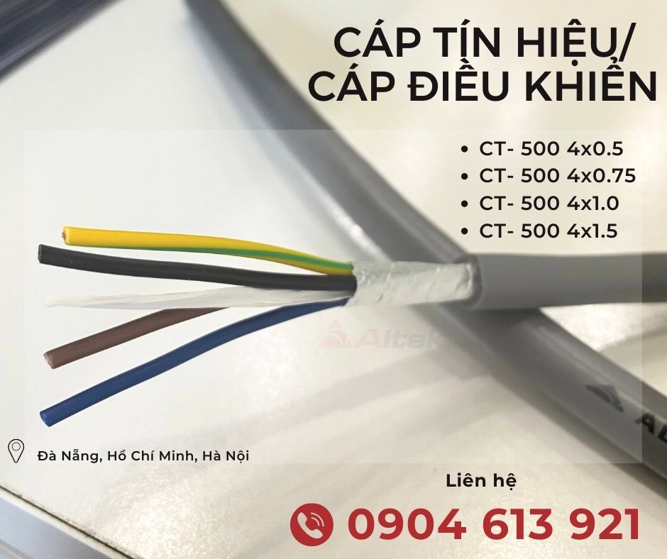 Cáp điều khiển. control cable 4 core 4x0.5, 4x0.75, 4x1.0, 4x1.5mm